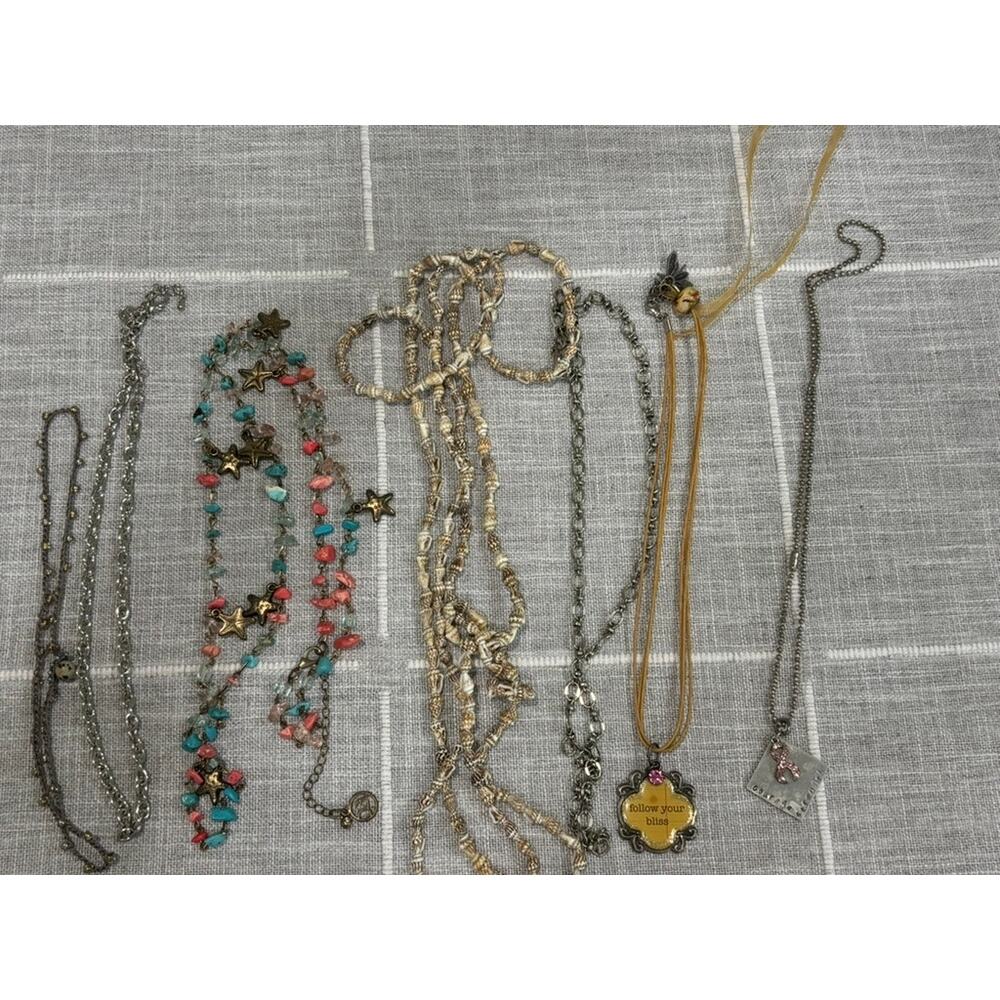Lot of 7 Costume Necklaces Starfish Shell Pink Ribbon Pendant Beach Jewelry